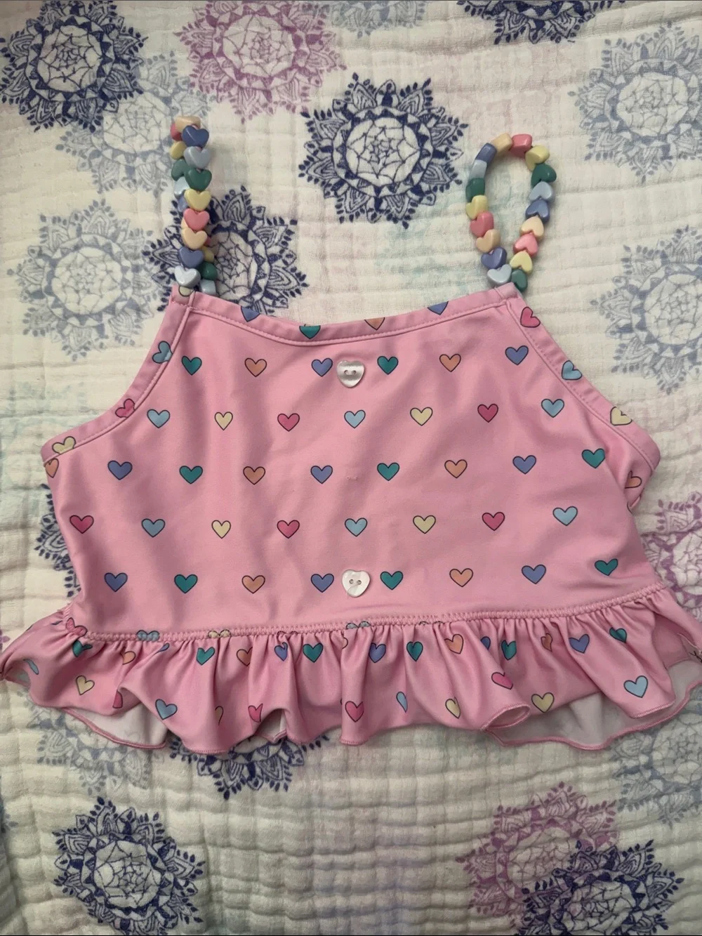 Love and Grow Adorable Pink Heart Ruffle Girls Two-Piece Bikini